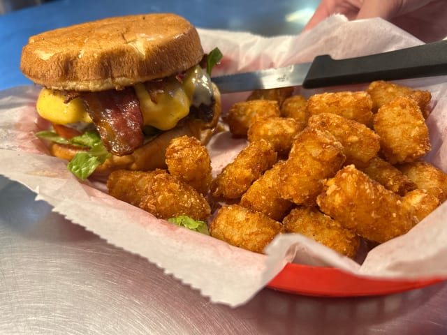 Samburger with Sam's Special 4 Cheese Blend.